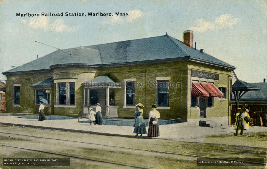 Postcard: Marlboro Railroad Station, Marlboro, Massachusetts
